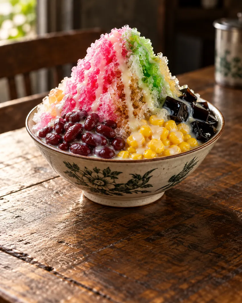 Illustrative colourful Malaysian ais kacang
